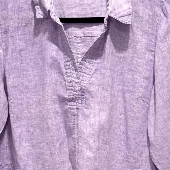 J. Jill Lavender Linen roll tabs sleeves Top LP - Picture 7 of 8